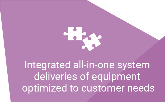 Integrated all-in-one system deliveries of equipment optimized to customer needs
